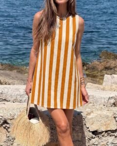 Vestido mini casual de línea A para mujer, estilo minimalista