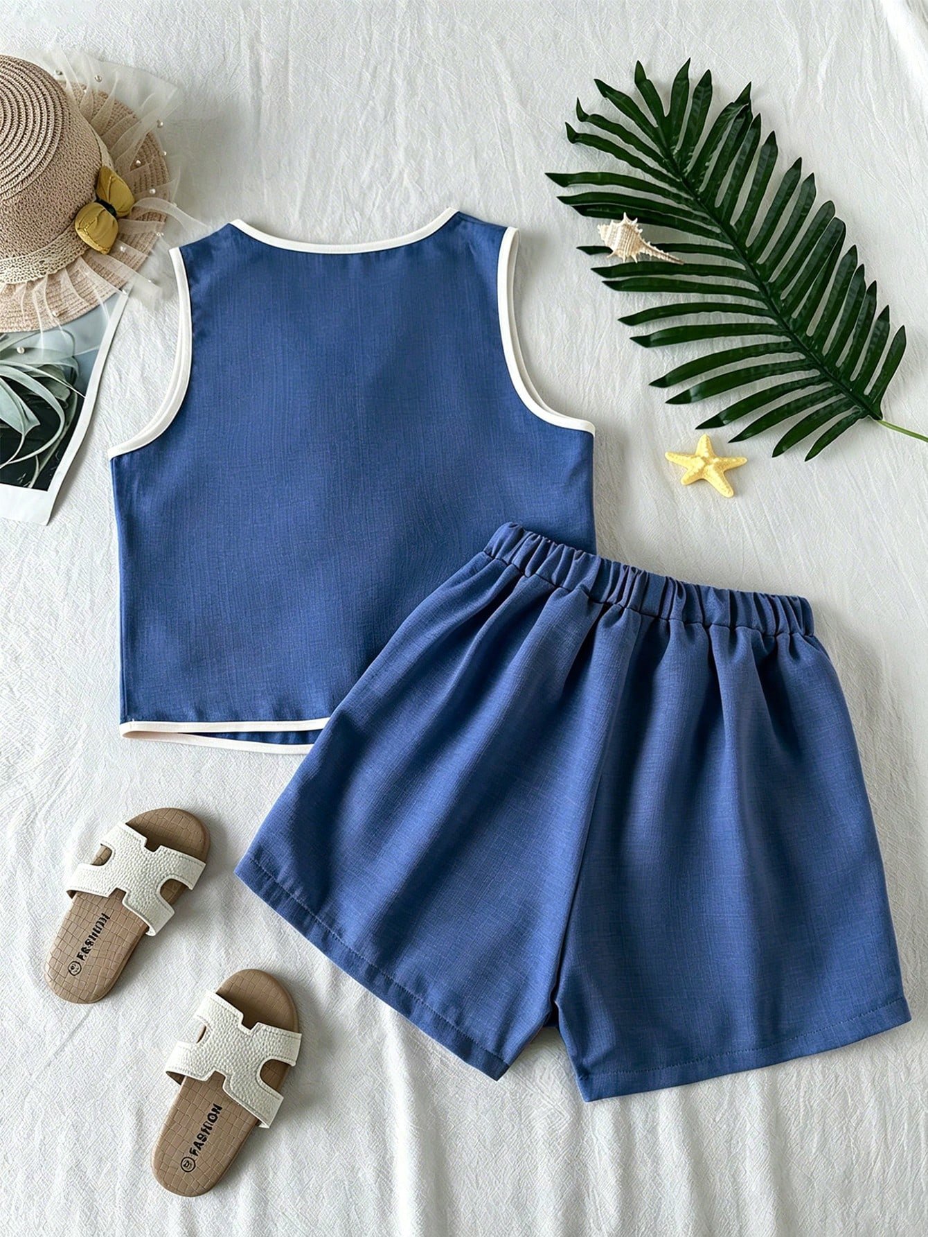 Top sin mangas y shorts de estilo dulce y versátil - Imagen 2