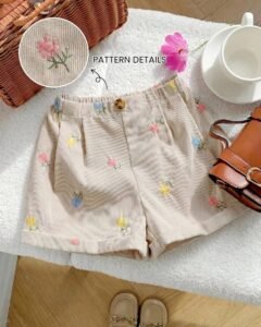 Shorts informales de niña de color block, tejidos