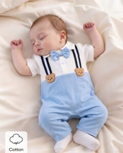 Mameluco para bebé recién nacido niño en blanco y negro con decoración de oso
