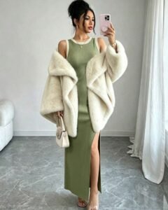 Vestido Maxi ajustado Elegante y Fresco Color Matcha Verde