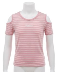 Playera manga corta preteñido rayas rosa