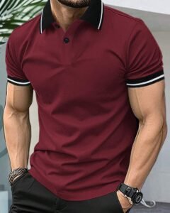 Playera polo de manga corta a rayas casual/trabajo para hombre
