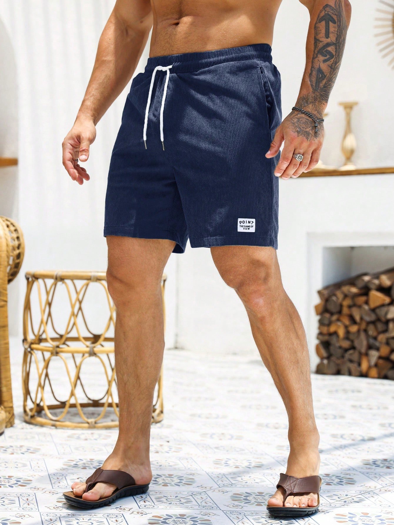 Pantalones cortos holgados con detalle de parche con letras - Imagen 2