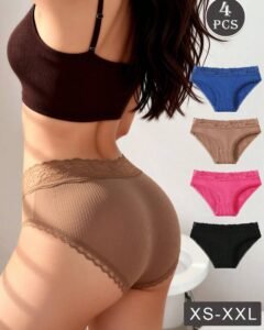 Bragas de mujer de color liso con patchwork de encaje