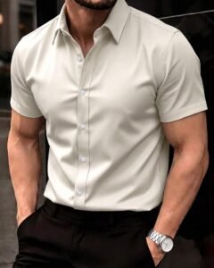 Camisa de manga corta de un solo pecho de unicolor