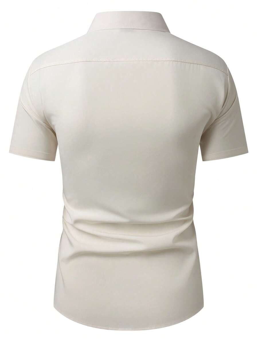 Camisa de manga corta de un solo pecho de unicolor - Imagen 3