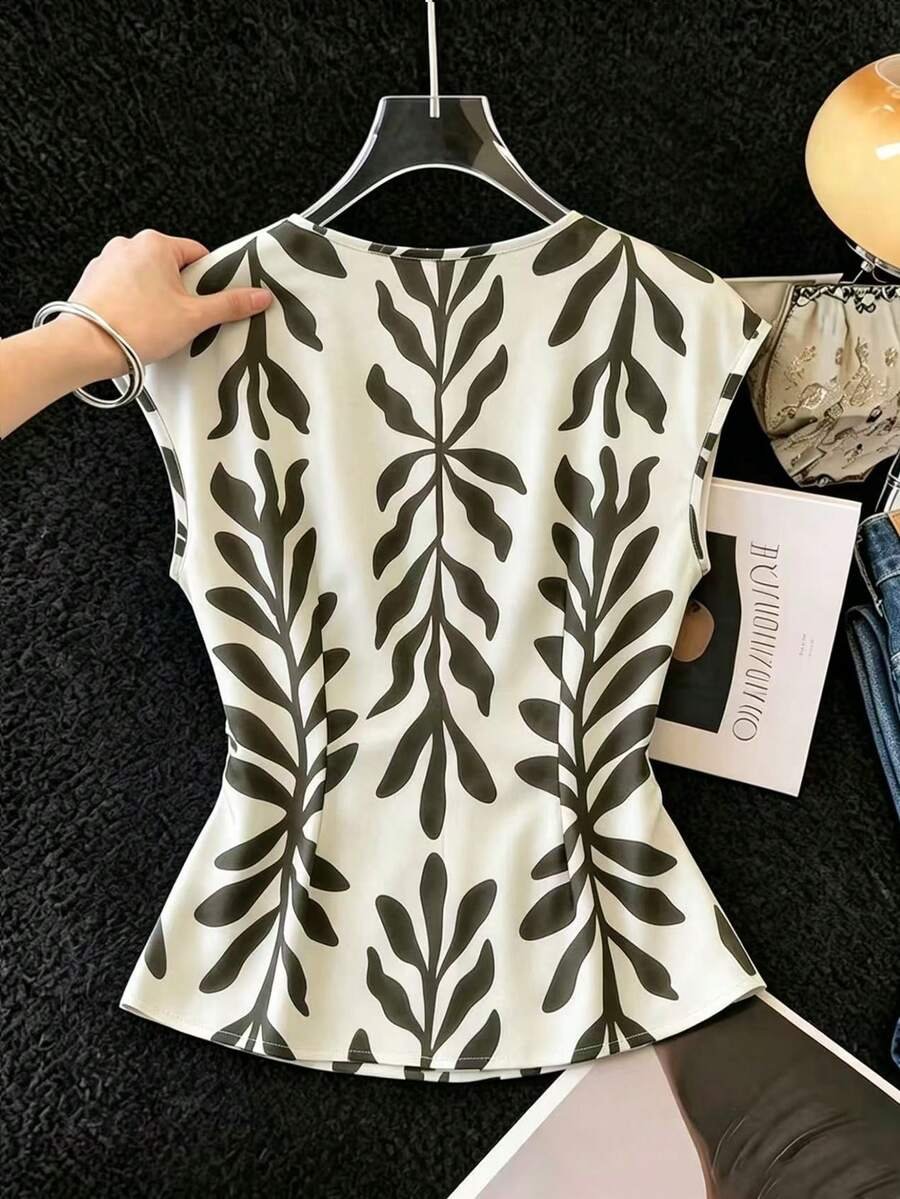Blusa elegante y romántica francesa para mujer con media manga - Imagen 3