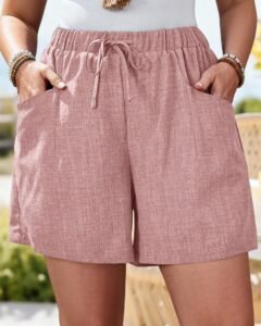 Pantalones cortos azules de unicolor con bolsillo para mujer