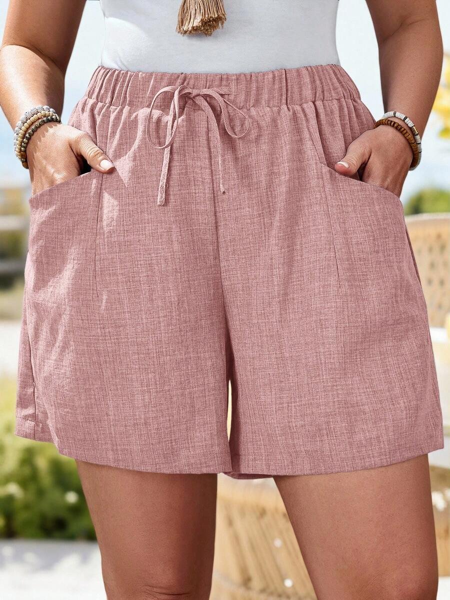 Pantalones cortos azules de unicolor con bolsillo para mujer