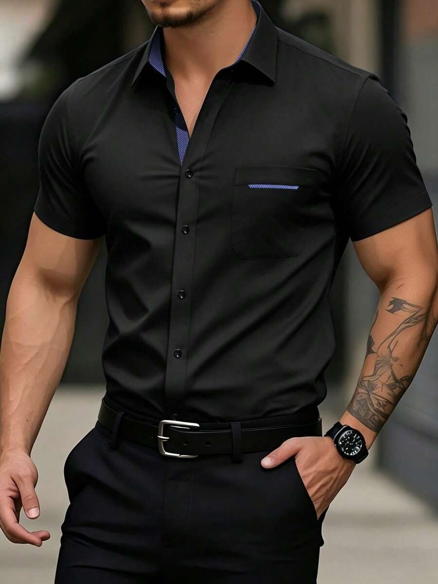 Camisa casual formal de manga corta con botones