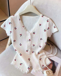 Blusa de mujer de moda casual linda básica con cuello en V