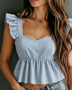 Top casual de mujer con mangas cortas tipo gorra