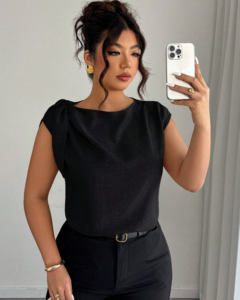 Blusa de mujer de talla grande con estampado floral de unicolor y hombros con lazo
