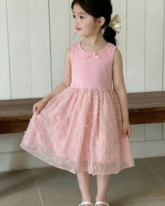 Vestido informal de unicolor sin mangas con decoración de lazo 3D
