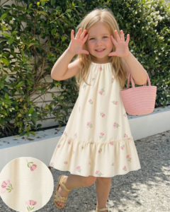 Vestido camisola con volantes en el bajo de tela floral