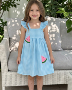 vestido dulce de verano con mangas de volantes