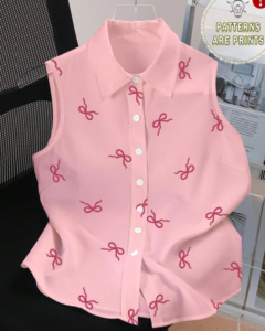 Camisa sin mangas con estampado de moño, casual