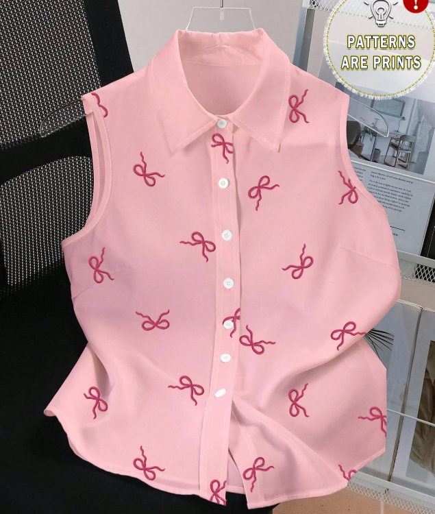 Camisa sin mangas con estampado de moño, casual