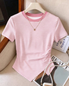 Camiseta de mujer estilo nuevo de primavera y verano con dobladillo asimétrico