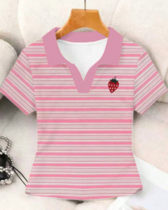 Camisa polo de manga corta a rayas de estilo casual