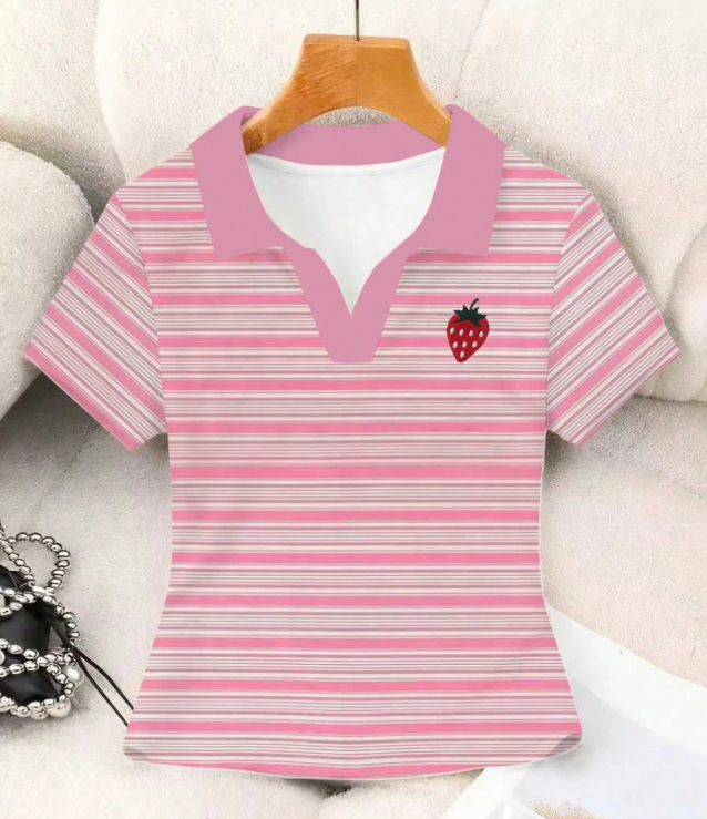 Camisa polo de manga corta a rayas de estilo casual