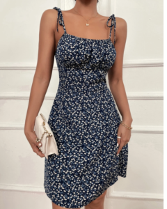 Vestido de tirantes floral pecho con fruncido