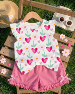 Top casual de moda para niña joven con mangas de volantes y cuello redondo