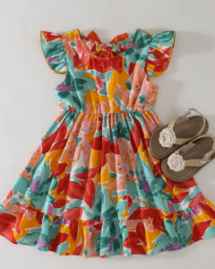 Vestido para niña joven estilo vacacional con estampado floral