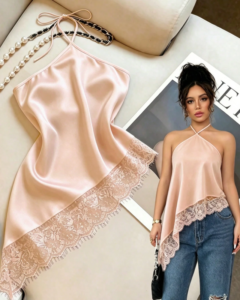 Top de tirantes, cuello halter con lazo