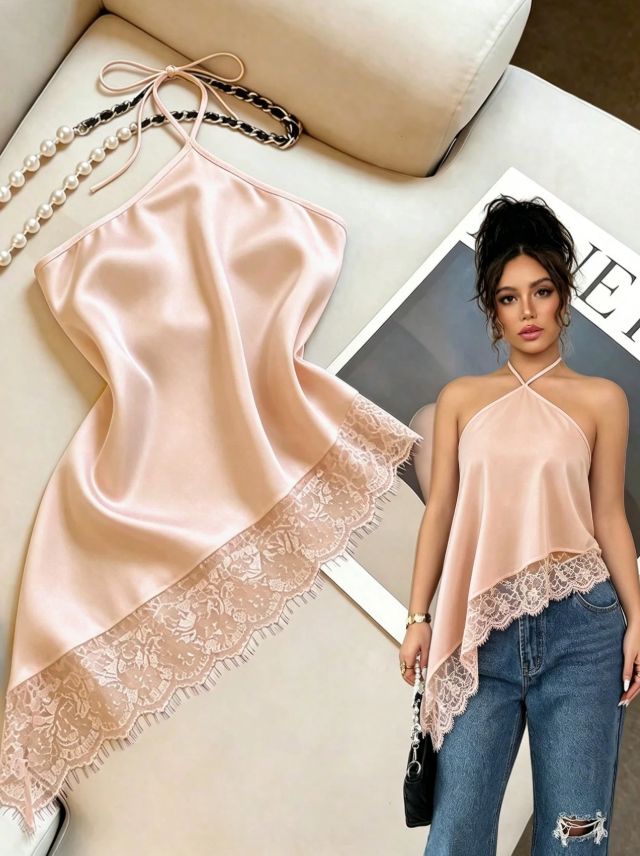 Top de tirantes, cuello halter con lazo