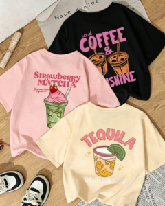 Camiseta de manga corta con estampado de tequila casual y linda