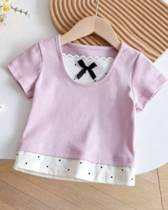 Camiseta de manga corta de estilo dulce para niñas
