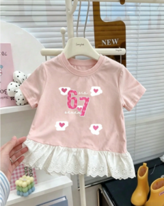 Camiseta casual de manga corta rosa