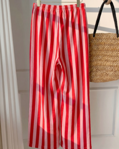 Pantalones rectos de cintura con lazo casual