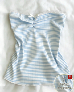 Top tubo bandeau sin tirantes para mujer, a rayas azul y blanco