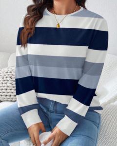 Camiseta de manga larga con cuello redondo, de corte holgado