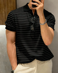 Camisa de manga corta con cuello polo, suave y transpirable