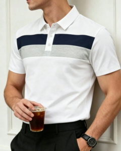 Camisa polo de manga corta con contraste de color casual