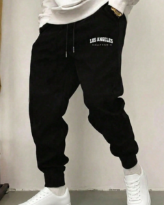 Pants largos de unicolor con cordón en la cintura para hombre