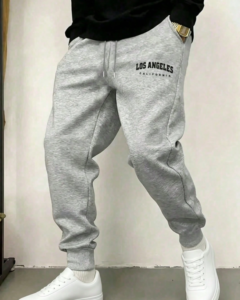 Pants largos de unicolor con cordón en la cintura para hombre
