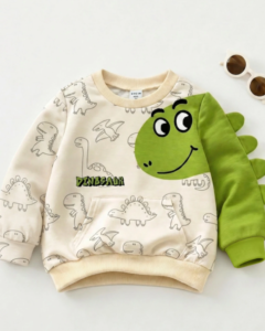 Sudadera de cuello redondo de manga larga con diseño de dinosaurio cómodo