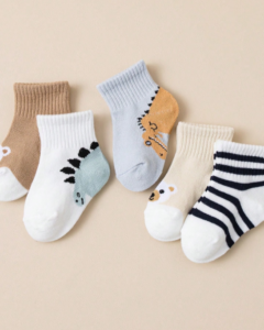 5 pares de calcetines lindos de oso y dinosaurio para bebe