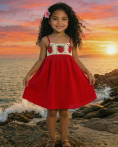 Vestido de tirantes tejido cómodo y casual para niña