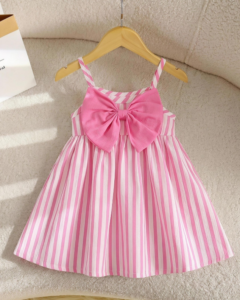 Vestido de tirantes para bebé niña, rosa y blanco a rayas