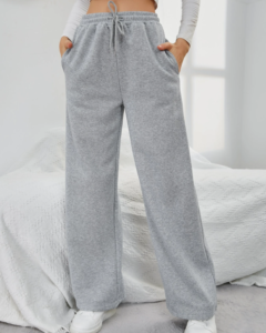 Pants deportivos unicolor con cordón con bolsillo oblicuo