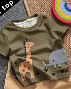 Camiseta de manga corta con estampado de animales