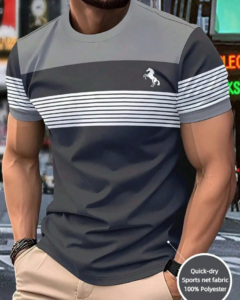 Camiseta deportiva casual para hombres – Diseño con patrón en forma de caballo