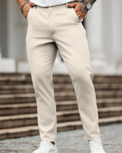 Pantalones casuales de vestir de unicolor para hombres