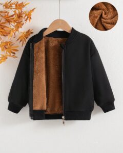 Chaqueta de forro polar con cremallera y mangas raglán de unicolor